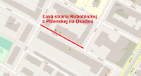V piatok 14. augusta maľujeme parkovacie čiary na Robotníckej ulici, ľavú stranu z Plzenskej na Osadnú