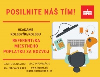 Mestská časť Bratislava-Nové Mesto hľadá záujemcov na pracovnú pozíciu referent/ka miestneho poplatku za rozvoj